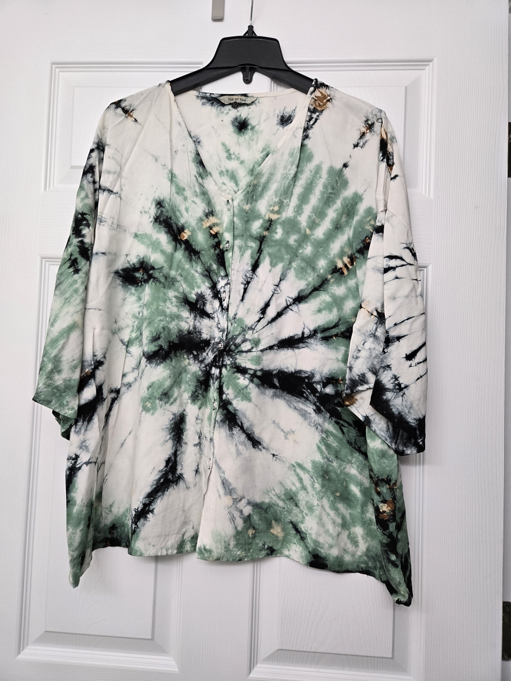 Tie-Dye Green and Black Blouse